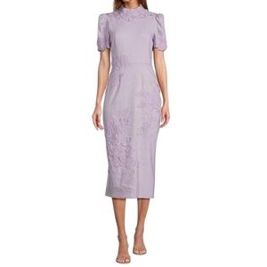 Antonio Melani Size 0 Willow Floral Applique Mock Neck Midi Dress Lavender NWT